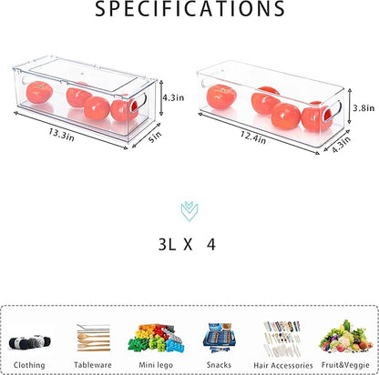 MineSign 4Pack Stackable Fridge Drawers Pull-out Storage Bins - Image 3