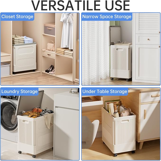 HAIXIN Flip-top Storage Bin - 60 QT Plastic Storage Box with Wheels 14.8 Gal - Image 4