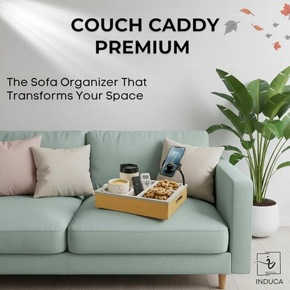 Couch Caddy with Cup Holder | Bamboo Couch Cup Holder Tray - Image 6