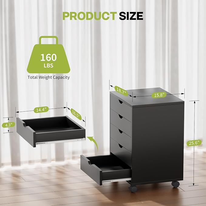 5-Drawer Chest, Office Storage Dresser File Cabinet - Image 3