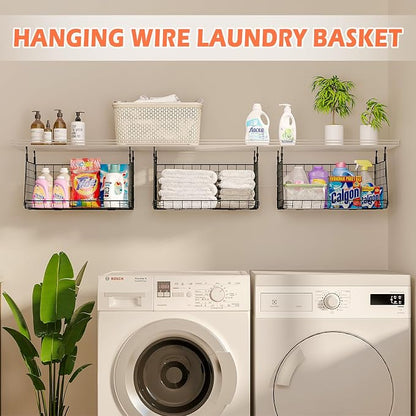 3-Pack Hanging Laundry Room Organizaton：Foldable Laundry Basket Wire Basket - Image 7