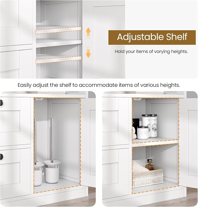 GRUSIGN Bathroom Cabinet, Modern Bathroom Floor Storage Cabinet Organizer - Image 7