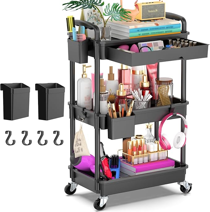 Goovilla 3 Tier Rolling Utility Cart Organizer by Goovilla