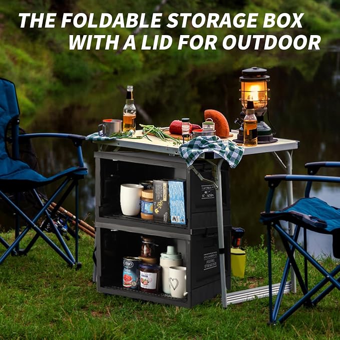 Collapsible Storage Bins with Lids, Portable Foldable Box with 2 Side Doors - Image 4
