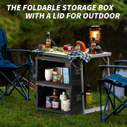 Collapsible Storage Bins with Lids, Portable Foldable Box with 2 Side Doors - Image 4