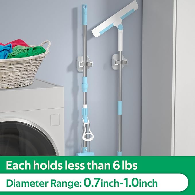 reliahom 10 Pack Broom Holder Wall Mount Mop Grippers No Drilling Self Adhesive - Image 5