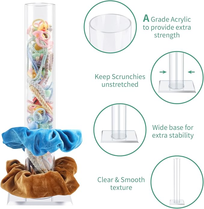 2Pcs 11 Inch Scrunchie Holder Stand, OAOLEER Elastic Band Storage Hair Tie - Image 3
