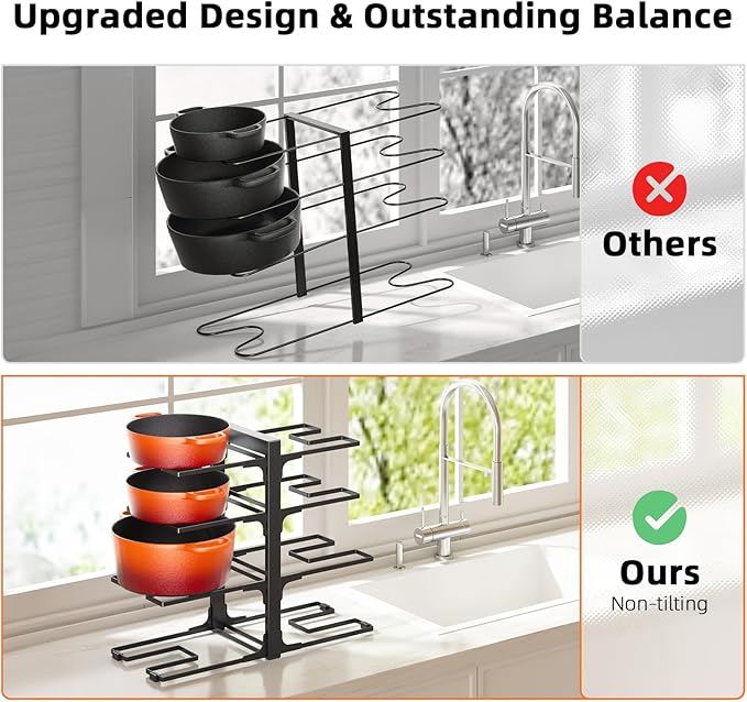 MUDEELA 8-Tier Pots and Pans Organizer under Cabinet, Adjustable Heavy Duty - Image 6