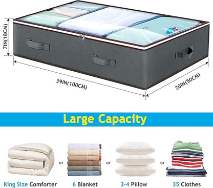 90L Under Bed Storage Containers, 6 Pack Underbed Closet Storage Organizer - Image 2