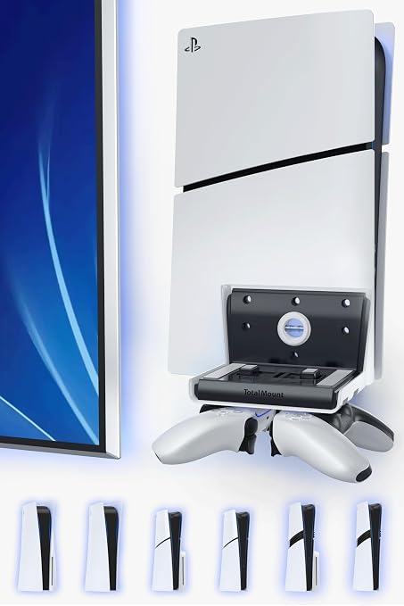 TotalMount Wall Mount for All PS5 Models – Bonus: Holds Two Controllers by TotalMount