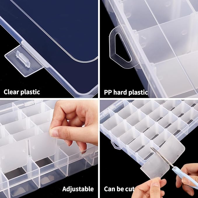 OUTUXED 36 Grids Clear Plastic Organizer Box - Image 3