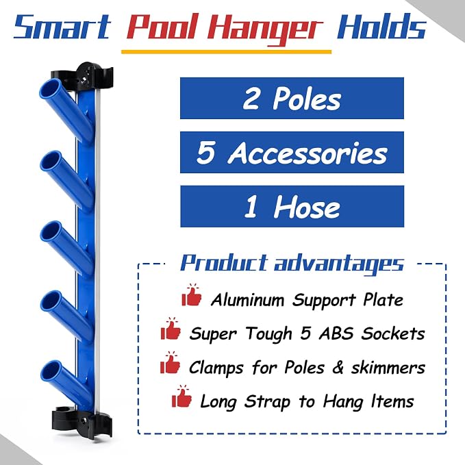 6 Pcs Swimming Pool Accessories Holder Set 4 Pool Pole Hanger Cleaning - Image 5