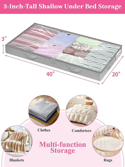 3-Inch High Under Bed Storage Containers, Low Profile Underbed Bins, NO RIGID - Image 3