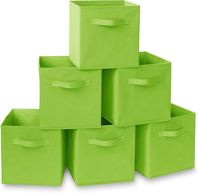 Casafield Set of 6 Collapsible Fabric Cube Storage Bins, Lime Green by Casafield