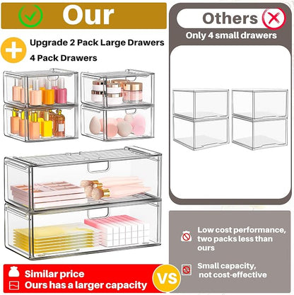 Acrylic Storage Drawers Set of 6, Plastic Organizer Bins - Image 7