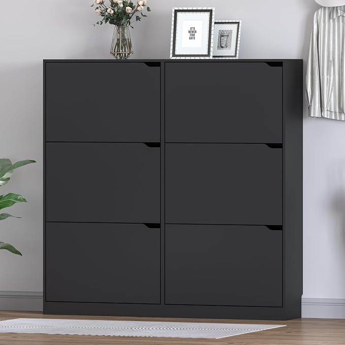 BORNOON Shoe Cabinet with 6 Flip Drawers, Slim Narrow Shoe Storage Cabinet - Image 3