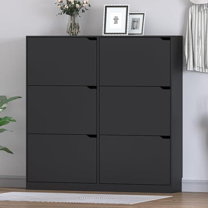BORNOON Shoe Cabinet with 6 Flip Drawers, Slim Narrow Shoe Storage Cabinet - Image 3