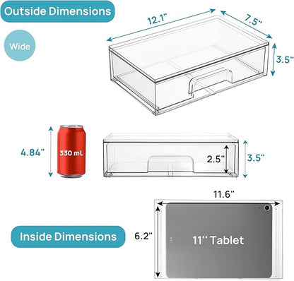 Vtopmart 12.1''W Clear Stackable Storage Drawers, 2 Pack Acrylic Plastic - Image 3