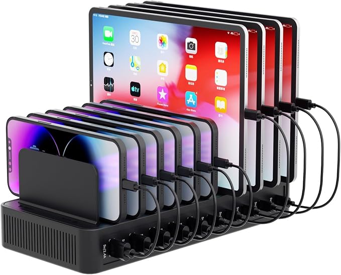 60W Charging Station for Multiple Devices, 10-Port USB Fast Charging Station by Yoodarmx