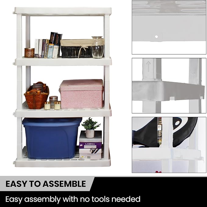 Oskar 4‑Tier Heavy‑Duty Plastic Storage Shelves – Tool‑Free, Interlocking - Image 4
