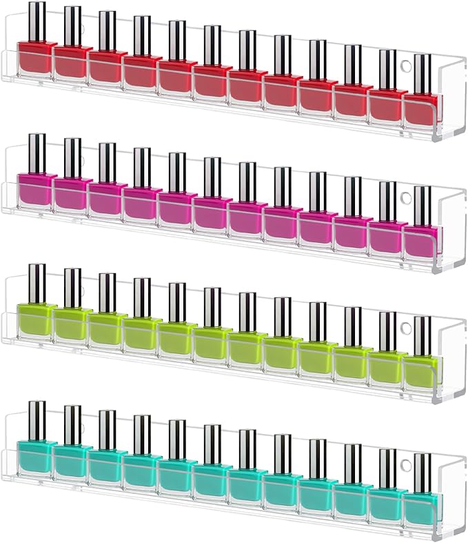 Cerpourt 4 Pack Nail Polish Rack Wall Mounted Shelf, Suitable by Cerpourt