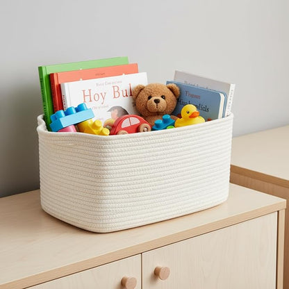 Cotton Rope Storage Basket 15"x10"x9" – Fabric Storage Bins - Image 9