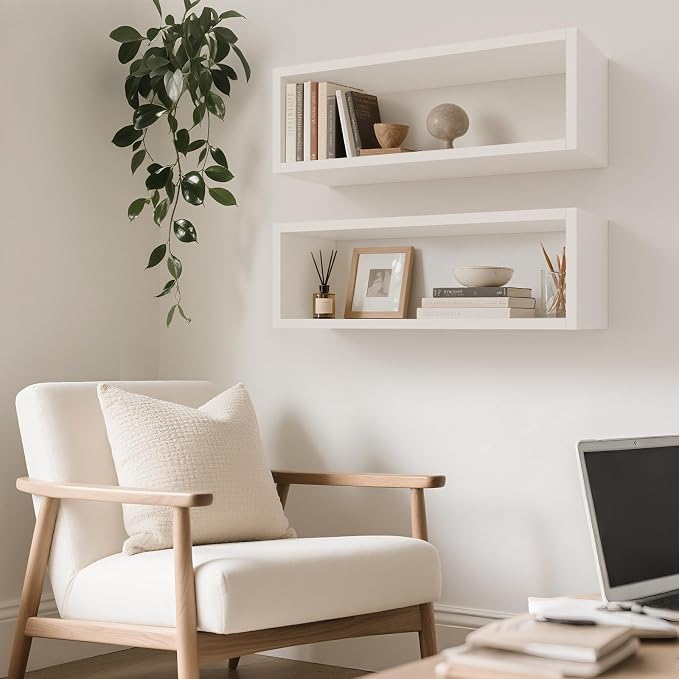 24in Floating Cube Shelves Set of 2, Display Shelves Wall Mount, Decorative - Image 2