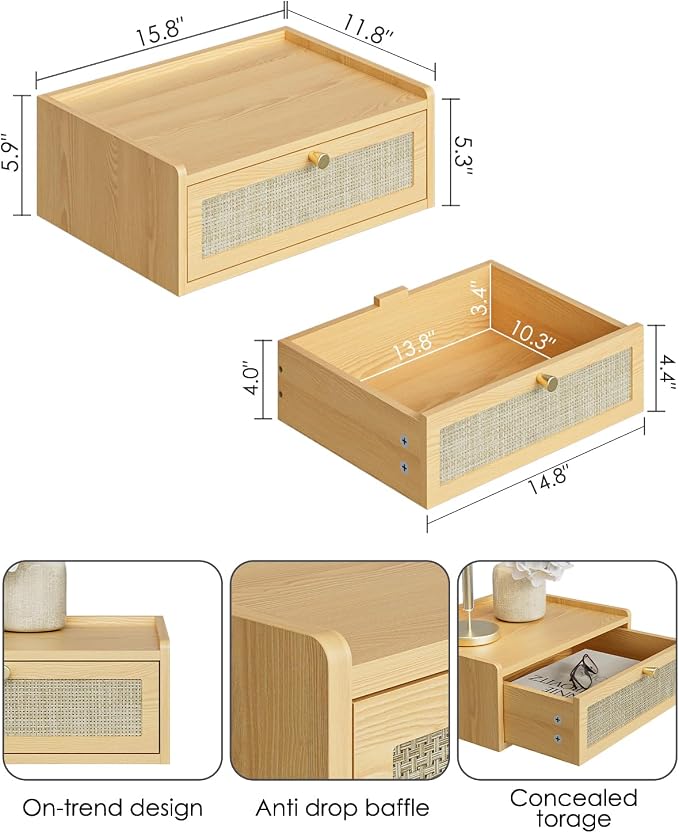 Floating Nightstand, Wall Mounted Night Stand - Image 2