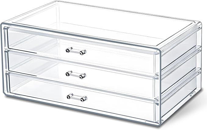 Acrylic Drawers Stackable, 9.3 X 5.3 X 4 Inch Stackable Makeup Organizer by Unknown