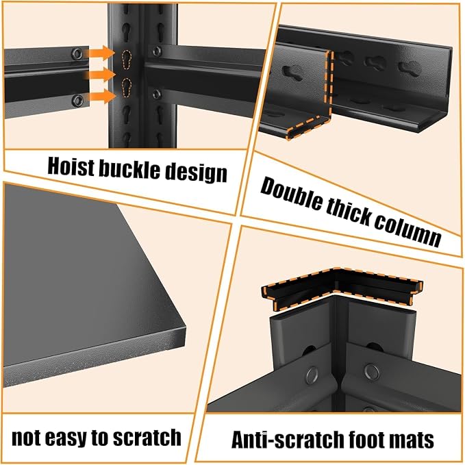 Garage Storage Shelves, 5 Tier Shelving Unit, 40 inch Wide, 18” Deep, 78” Tall - Image 8