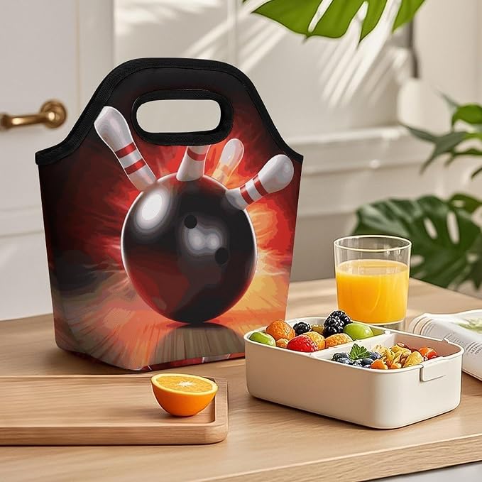 Bowling Ball Lunch Bag Cooler Bag Tote Bags | Reusable Portable Lunch Box - Image 8