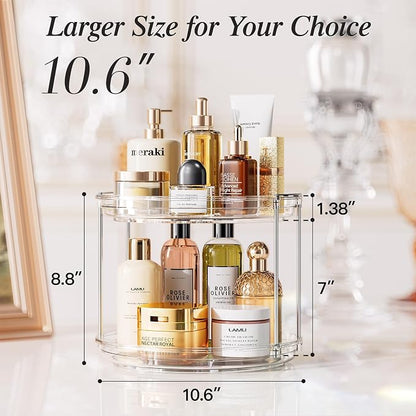 LAMU 2 Pack 2 Tier Lazy Susan Turntable Organizer 10.6'' Rotating Spice Rack - Image 2