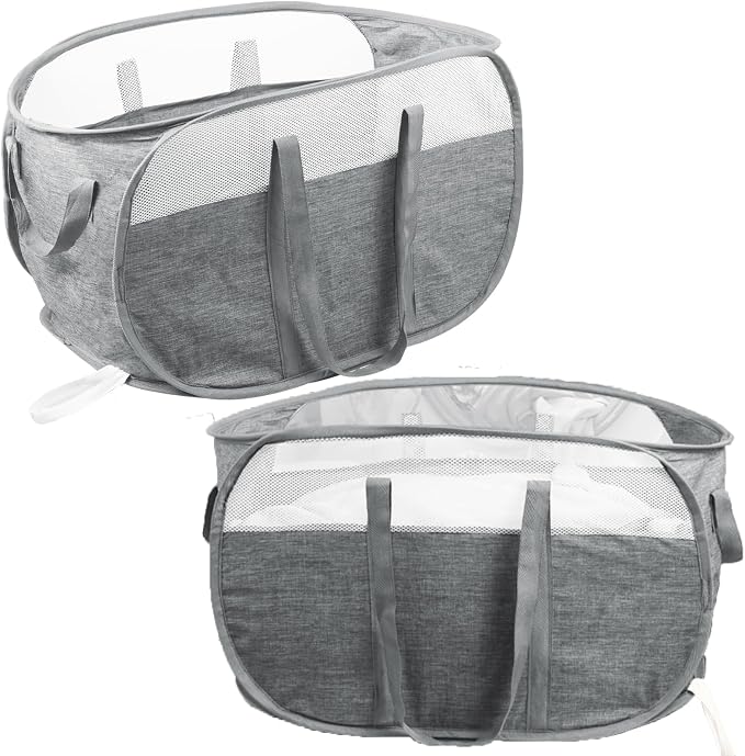 2 Pcs Collapsible Laundry Baskets, Tear Proof Pop Up Hamper by BATTOO