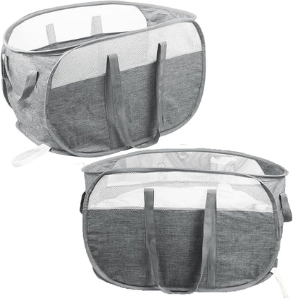 2 Pcs Collapsible Laundry Baskets, Tear Proof Pop Up Hamper by BATTOO