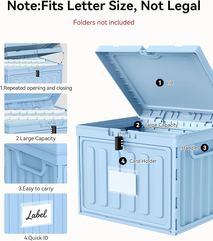 Lockable Stackable Plastic File Box - Image 7