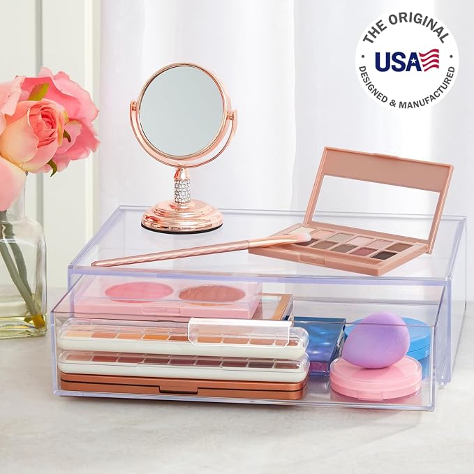 STORi Audrey Stackable Clear Bin Plastic Organizer Drawer | Organize Eyeshadow - Image 2