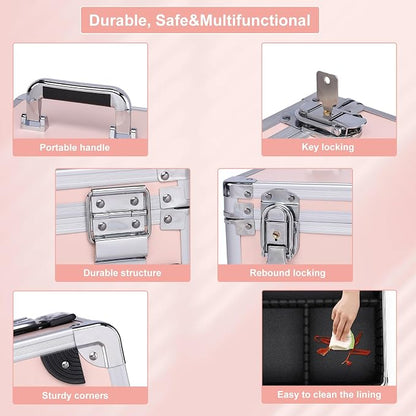 Makeup Box with Led Mirror, Travel Train Hard Case with Rechargeable Lighted - Image 6