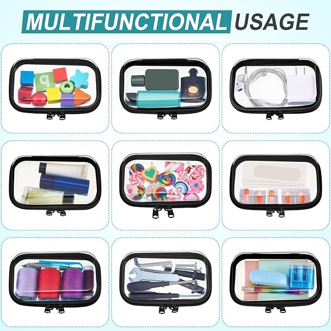 Sanwuta 6 Pcs Clear Hard Zipper Case Hard Plastic Zipper Pouches Transparent - Image 7