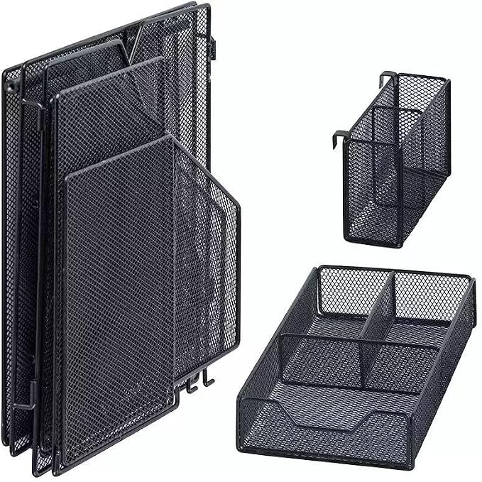 Black Mesh Desk Organizer Set, 3-in-1 Office Organizer - Image 7
