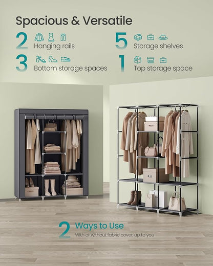 SONGMICS Portable Closet, 51.2 Inch Large Capacity Wardrobe Closet Organizer - Image 3