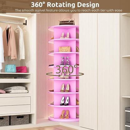 Rotating Shoe Rack 7 Tier Spinning Shoes Organizer Tower - Image 4