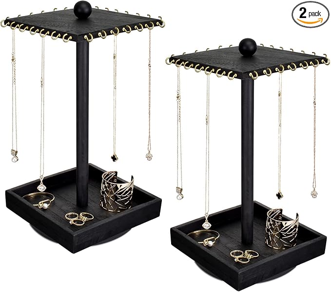 Ikee Design 2pcs Wood Rotating Jewelry Display Necklace Bracelet Holder | by IkeeDesign