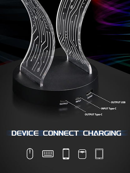 Light Up Headphone Stand with 16 Color Lights, PCB Pattern Acrylic Headset - Image 5