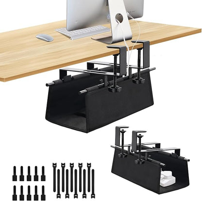Under Desk Cable Management Tray, Clamp-On Cord Organizer，No Drilling Required by SKYROSEXSDCT