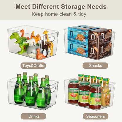 Clear Storage Bins 8 Pack for Fridge, 4 Large Plastic Pantry Organizer Bins and - Image 5