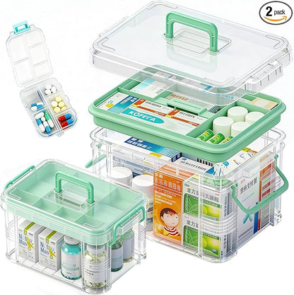 2-Pack Clear Medicine Storage Box Set by NEOCUPPIXE
