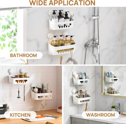 LEVERLOC Shower Caddy Suction Cup Shower Shelf Basket Suction Pack of 2 One - Image 7