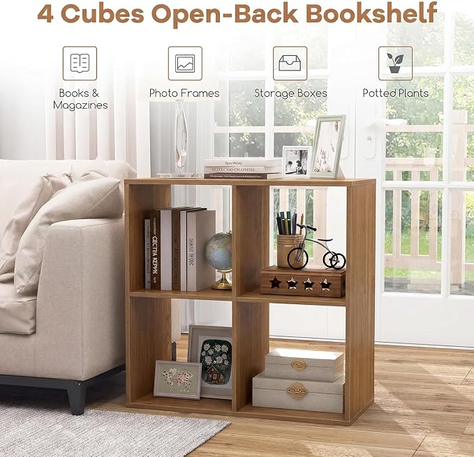 POWERSTONE 4 Cube Storage Organizer Set of 2, 2 Tier Cubby Bookshelf - Image 6