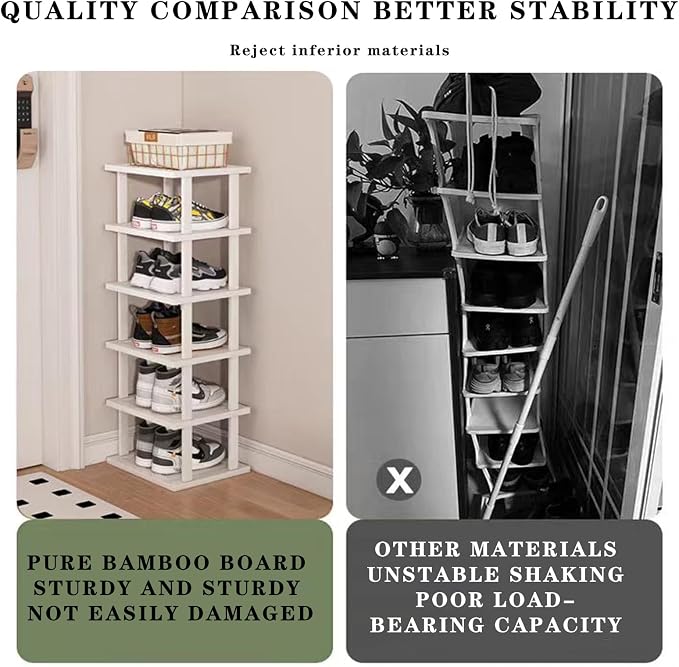 SAN HE 7-Tier Modern Bamboo Shoe Rack - Image 4