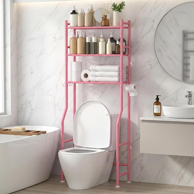 GloTika 3-Tier Over Toilet Storage, 150lb Capacity, Carbon Steel, Freestanding by QualityHomewareTimlessComfort